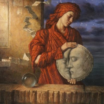 Jake Baddeley - Drawing Down the Moon - oil on canvas - 90 x 70 cm - 1999 - SOLD - available as limited edition art print