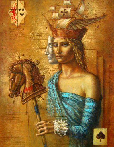 Jake Baddeley - Charades - oil on canvas - 70 x 50 cm - SOLD