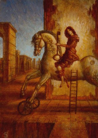 Jake Baddeley - On The Other Side - oil on panel - 40 x 20 cm - 2009
