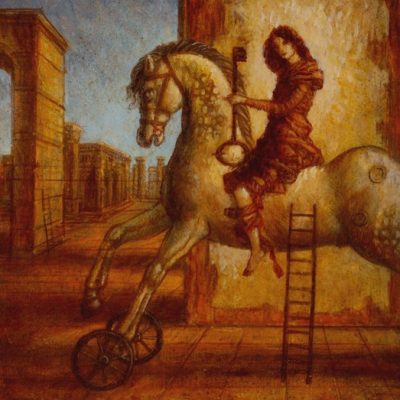 Jake Baddeley - On The Other Side - oil on panel - 40 x 20 cm - 2009