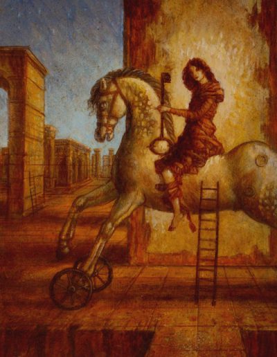 Jake Baddeley - On The Other Side - oil on panel - 40 x 20 cm - 2009