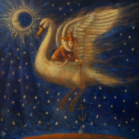 Jake Baddeley - Night Fishing- oil on panel - 40 x 40 cm - 2011 - SOLD