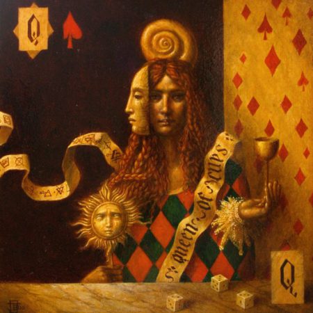 Jake Baddeley - Queen of Cups - oil on panel - 40 x 40 cm - 2011 - SOLD