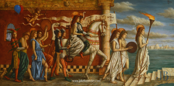 Jake Baddeley - The Procession  - oil paint on canvas - 70 x 140 cm - 2016 - Commission