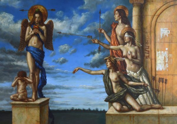 Jake Baddeley - Arrows for Eros - oil on canvas - 140 x 70 cm - 2017 - COMMISSION