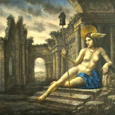 Jake Baddeley - Queen of the Ruins - oil on canvas - 60 x 35 cm - 2018