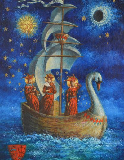 Jake Baddeley - The Farthest Shore - oil on wood - 30 x 50 cm - 2020 - SOLD