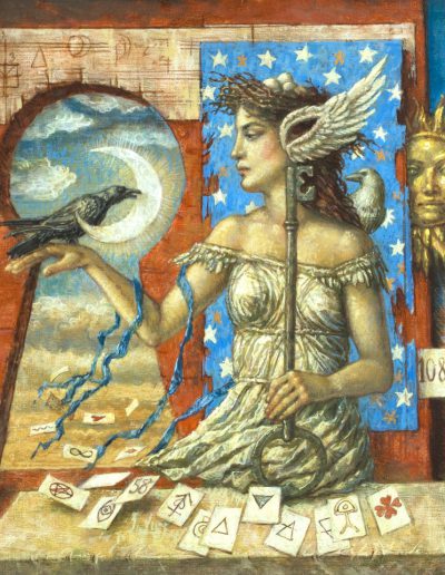 Jake Baddeley - The Raven's Gift - oil on wood - 30 x 30 cm - 2020 - commission