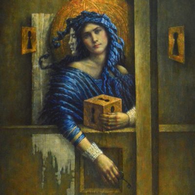 Jake Baddeley - Out of the Box - oil on wood panel - 80 x 60 cm - 2020