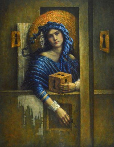 Jake Baddeley - Out of the Box - oil on wood panel - 80 x 60 cm - 2020
