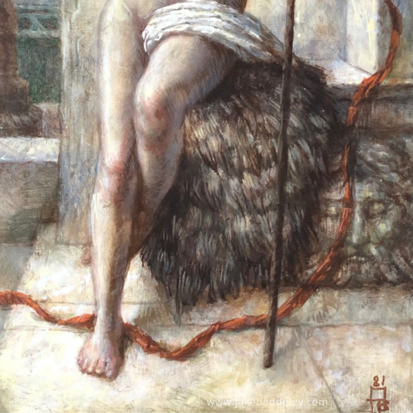 Jake Baddeley - Lifeline - oil on wood panel - 32 x 27,5 cm - 2021 - detail 1