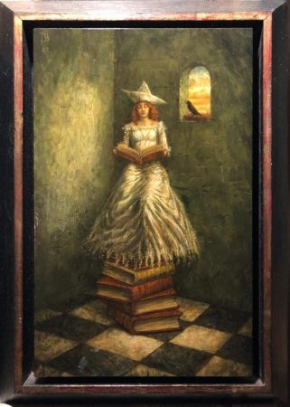 Jake Baddeley - Ex Libris - oil on panel - 22 x 35 cm - with frame