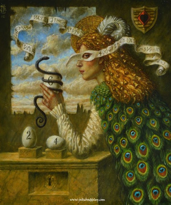 Jake Baddeley - The Serpents Egg - oil paint on wood - 30 x 25 cm - 2016 - SOLD