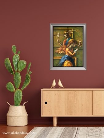 Jake Baddeley - Astronomy for Angels - oil on canvas - 80 x 60 cm - 2024 - framed in room 1