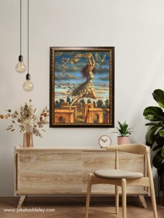 Jake Baddeley - Vertigo - oil on canvas - 80 x 60 cm - 2024 - framed in room 2