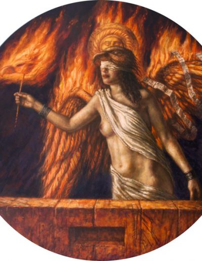 Jake Baddeley - Phoenix II - oil on panel - 90 cm - 2022