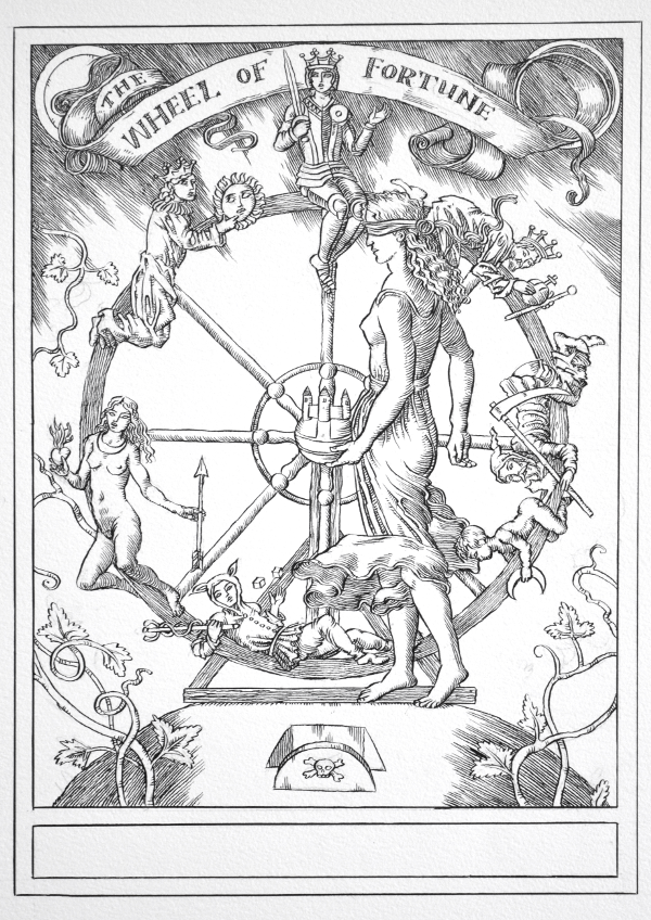 JakJake Baddeley Tarot - 10 - The Wheel of Fortune - ink on paper - 2020 Jake Baddeley Tarot - 10 - The Wheel of Fortune - ink on paper - 2020