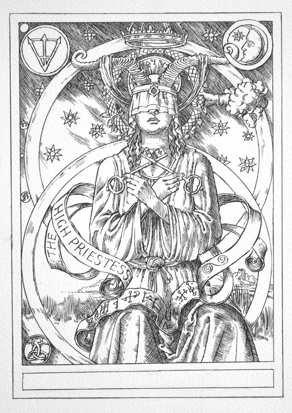 Jake_Baddeley_Tarot_2 The High Priestess - ink on paper - 2020 Jake_Baddeley_Tarot_2 The High Priestess - ink on paper - 2020