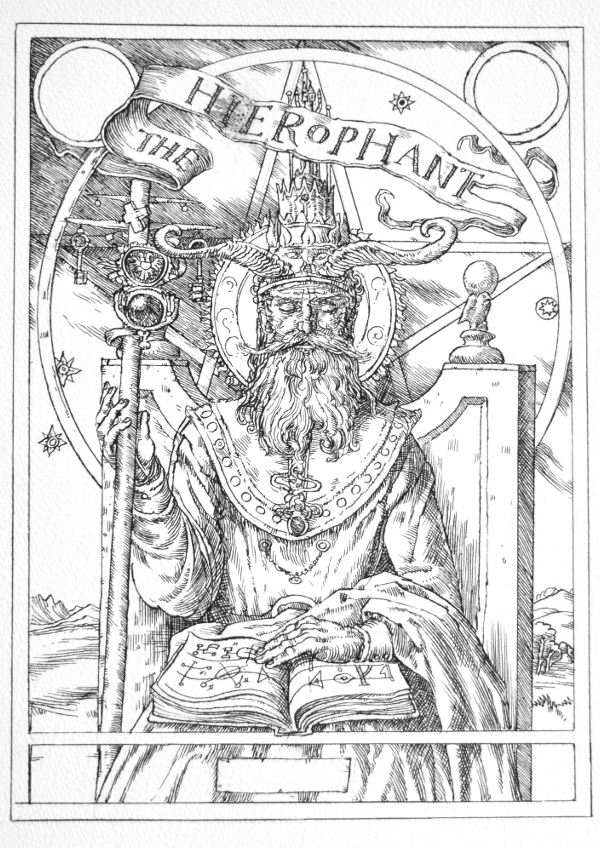 Jake Baddeley_Tarot_5 The Heirophant - ink on paper - 2020 Jake Baddeley_Tarot_5 The Heirophant - ink on paper - 2020