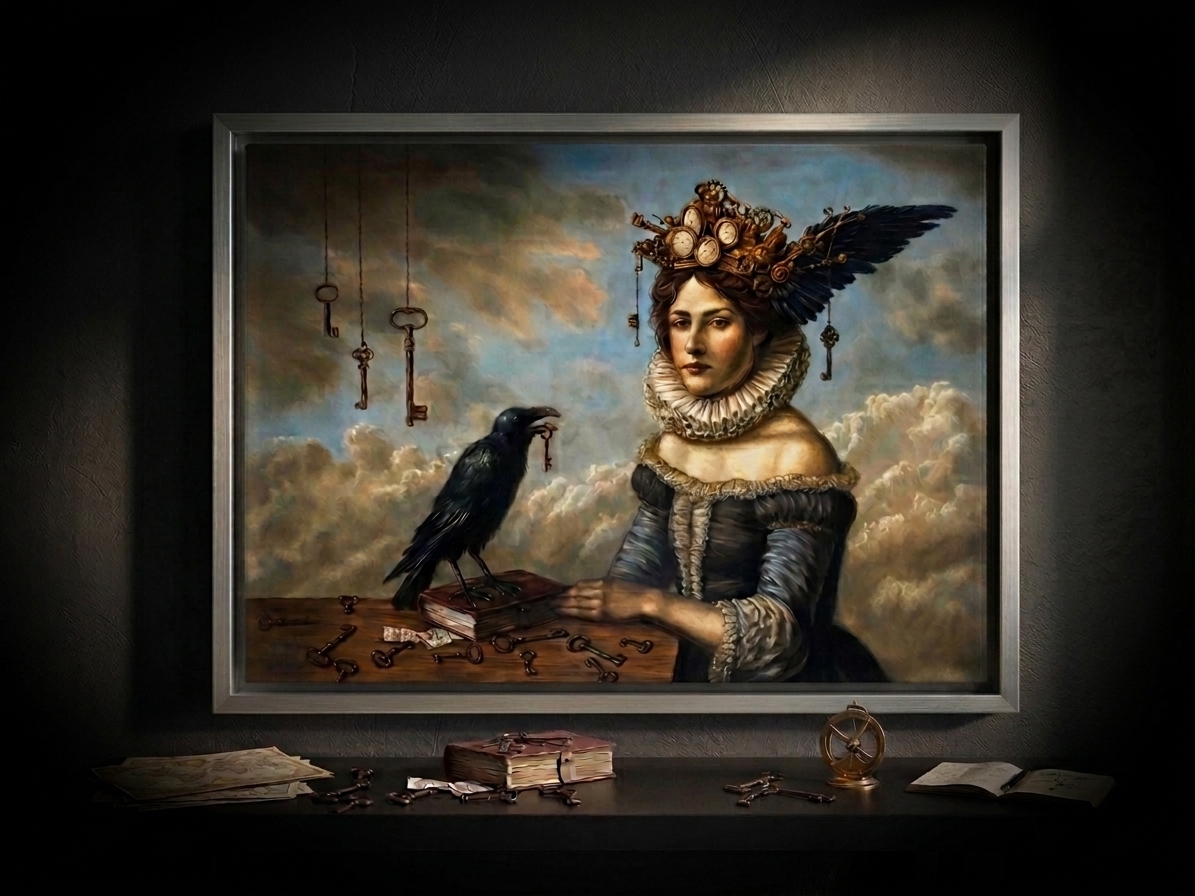Keys-for-Crow silver frame with table Keys-for-Crow silver frame with table