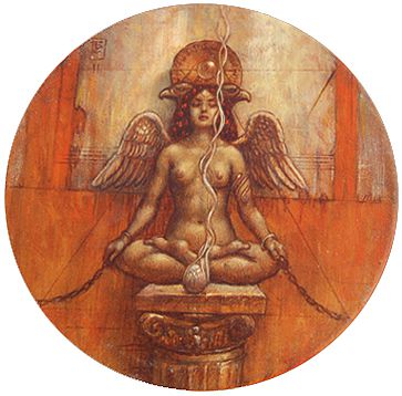 Jake Baddeley - Phoenix IV - oil on canvas - 20 cm round - 2011