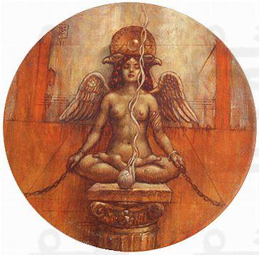 Jake Baddeley - Phoenix IV - oil on canvas - 20 cm round - 2011